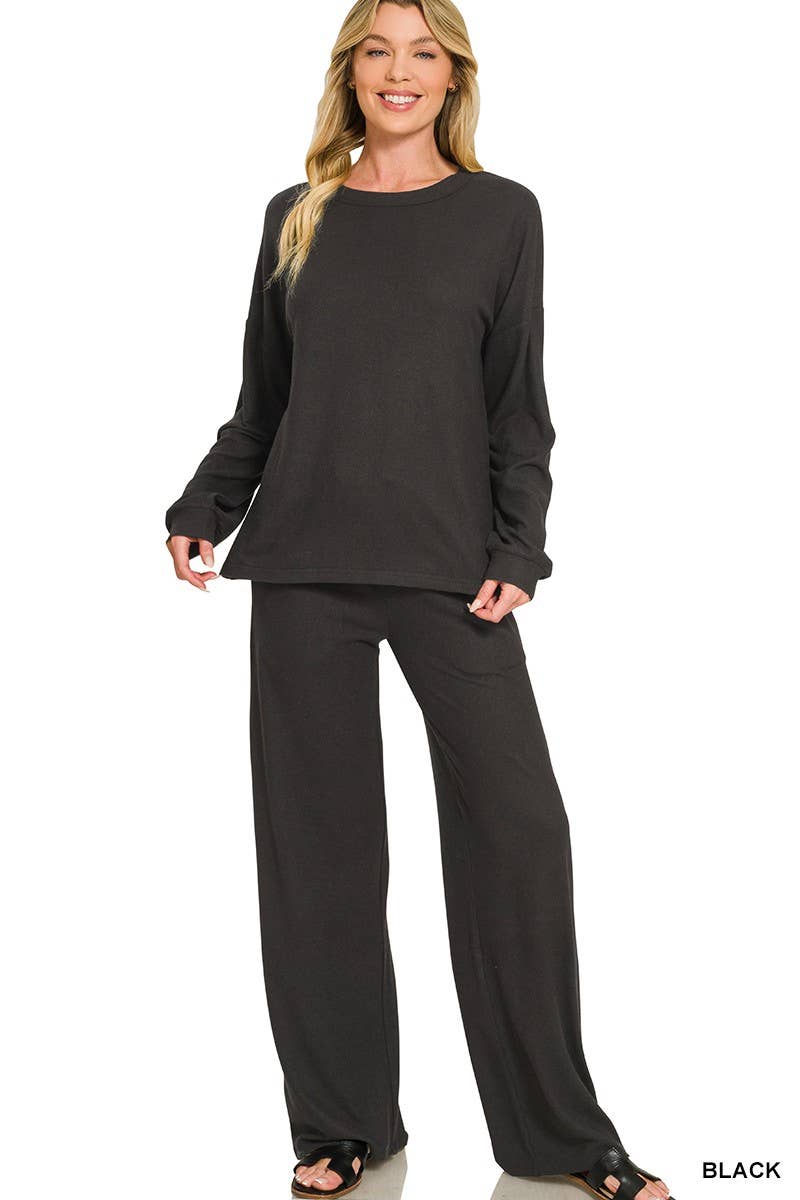 Soft Hacci Pullover And Pants Set