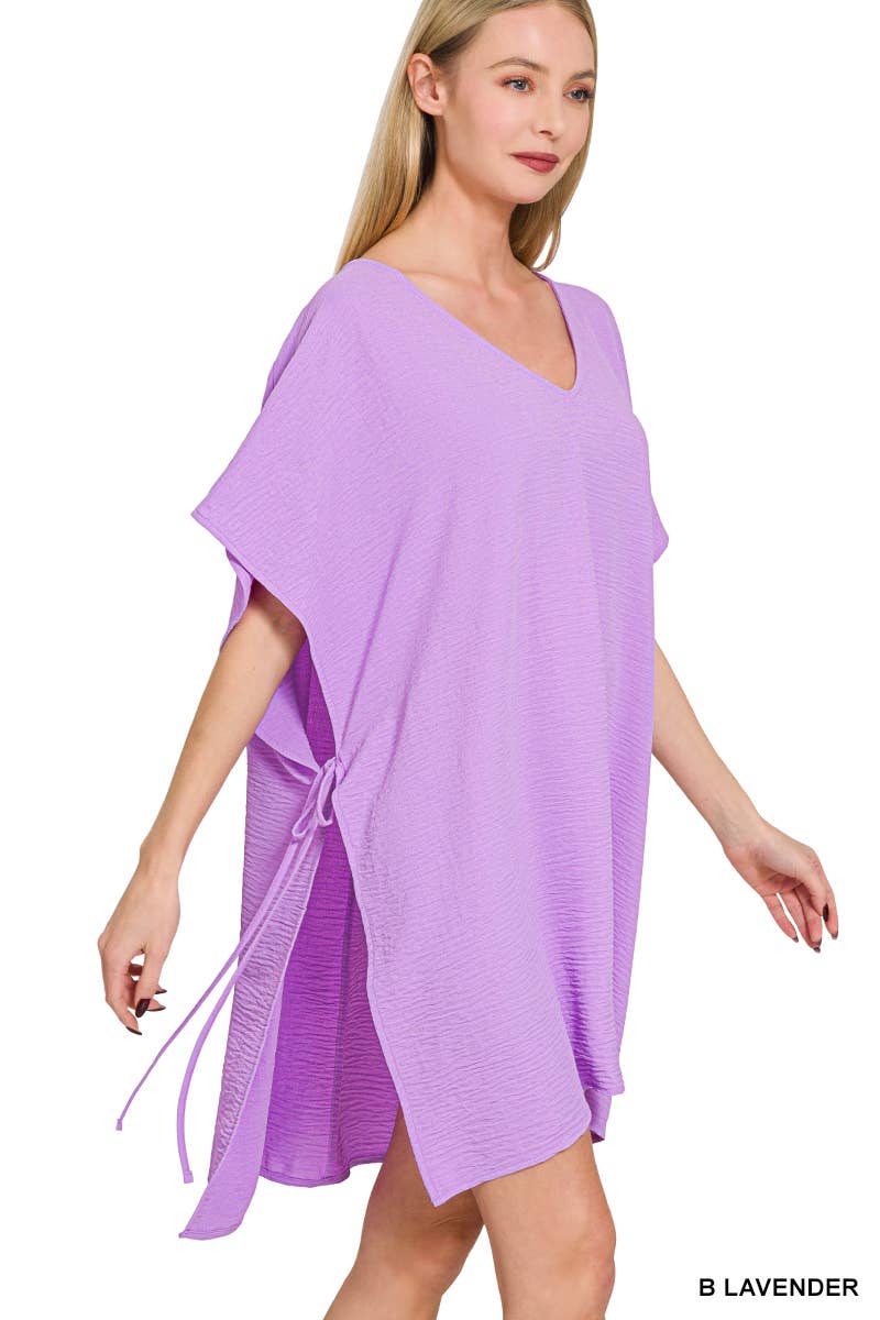 Woven Air Flow Tie Side Cover Up Dress