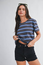 8510HN Striped Boxy Short Sleeve Tee