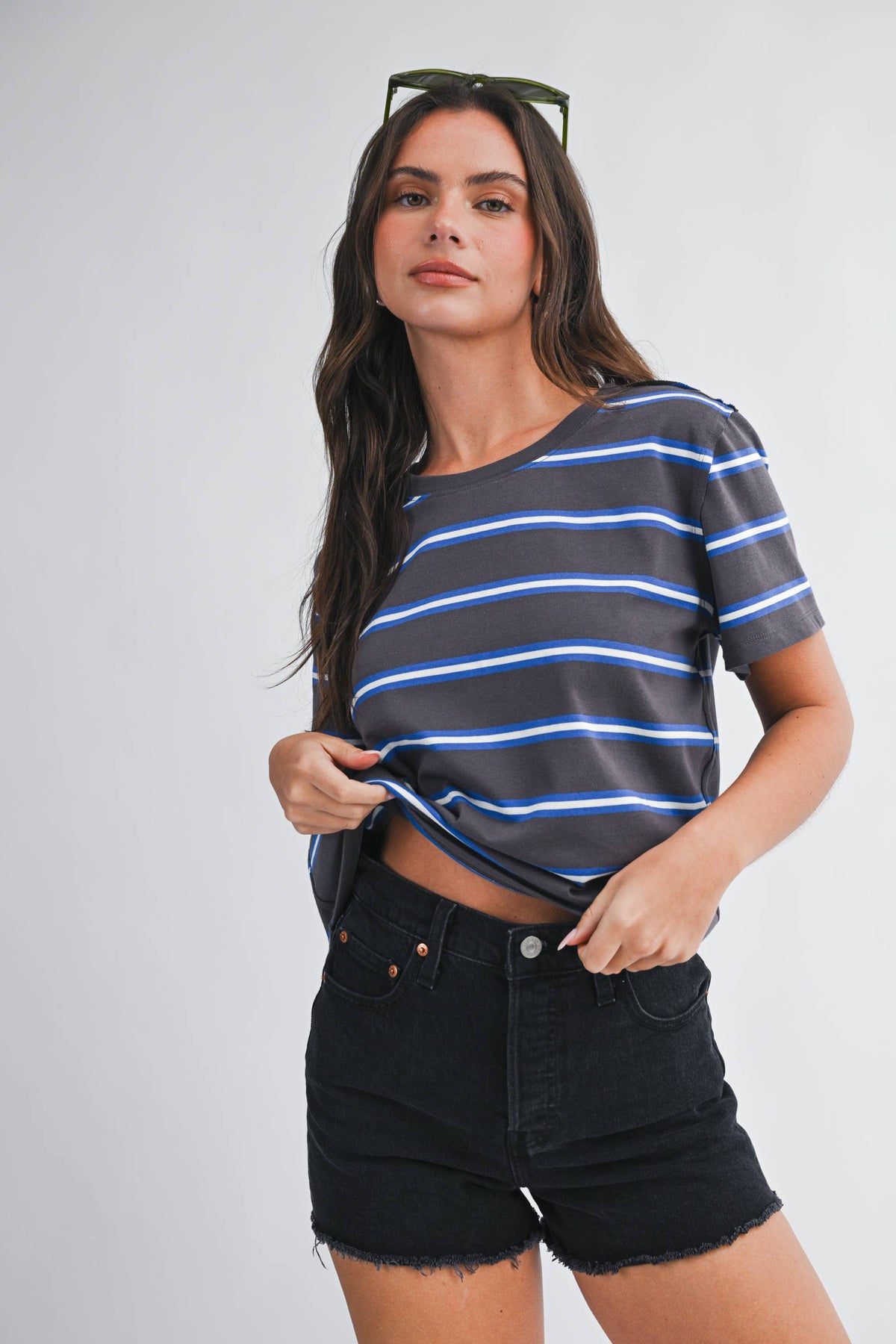 8510HN Striped Boxy Short Sleeve Tee