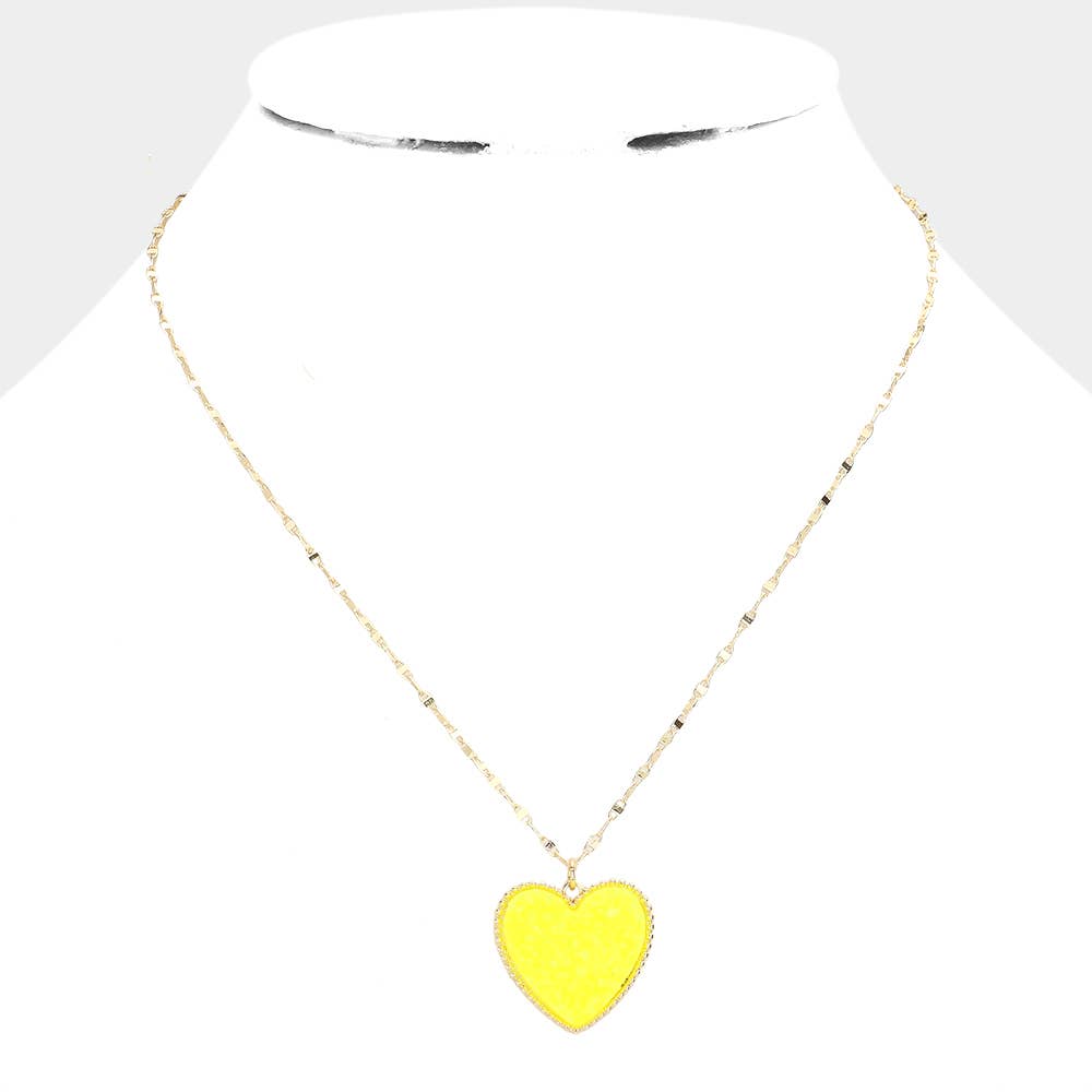 Druzy Heart Pendant Necklace