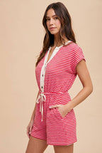 Striped Terry Button Down Romper