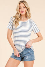 AY34568S4 - SHORT SLEEVE MULTI COLOR STRIPE TOP