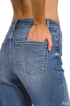 Wide Leg Center Seam Cropped Denim Pants - Zenana