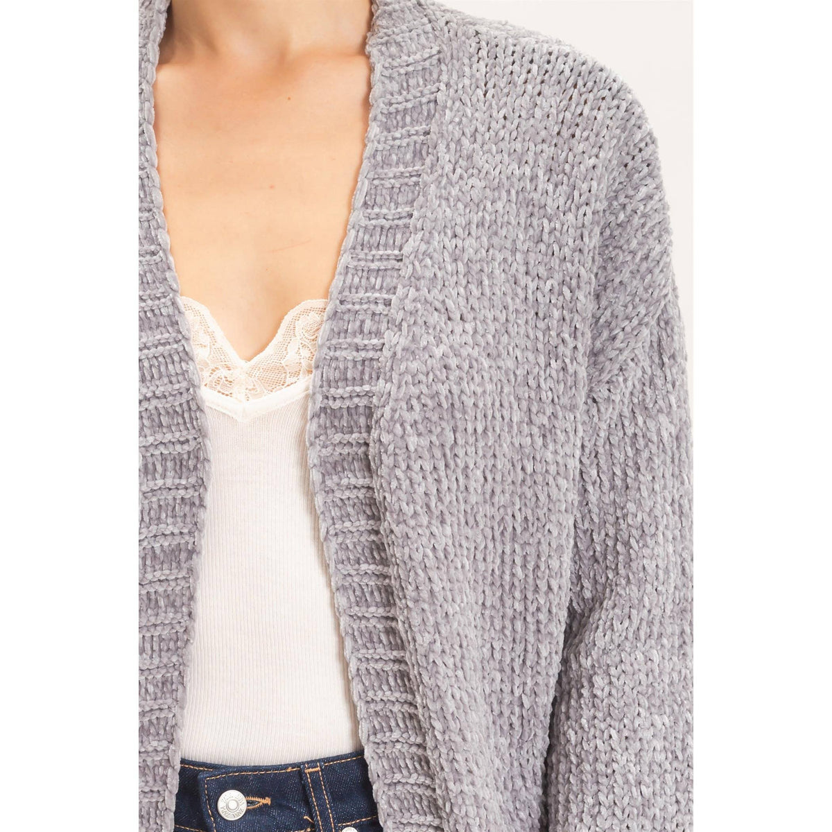 Patch Pocket Chenille Cardigan