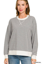 Striped Rib Banded Pullover