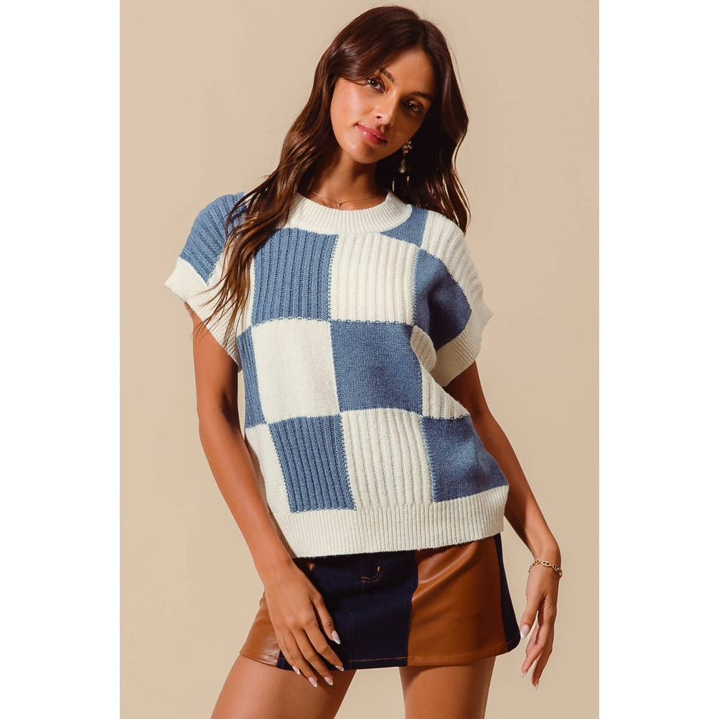 CHECK PLAID CASUAL SWEATER TOP