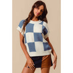 CHECK PLAID CASUAL SWEATER TOP