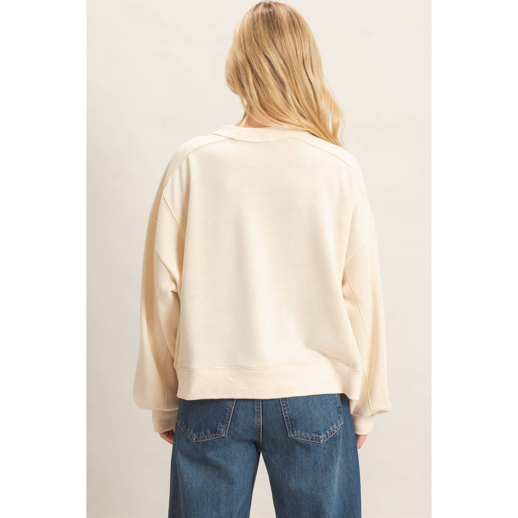 Ribbed Crew Neck Sweatshirt