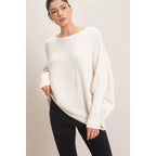 Chenille Boat Neck Dolman Sleeve Sweater