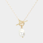Pearl Pendant Faceted Beaded Toggle Necklace