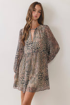 CD07469-Animal Print Babydoll Mini Dress