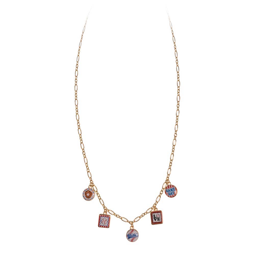 Baseball Charm Station Necklace