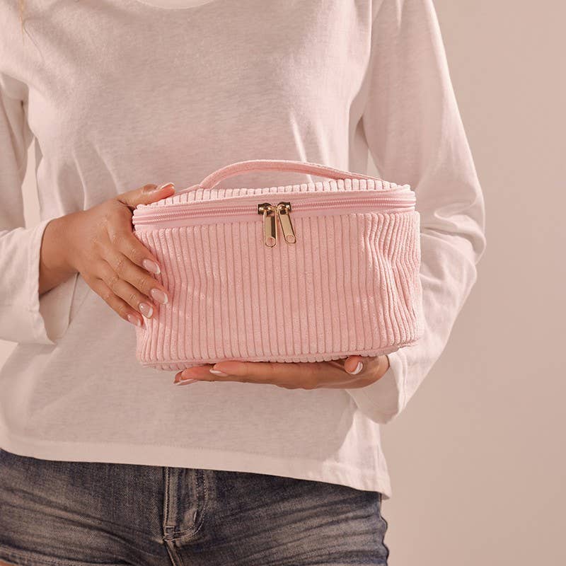 CORDUROY COSMETIC MAKEUP POUCH BAG | 40P635