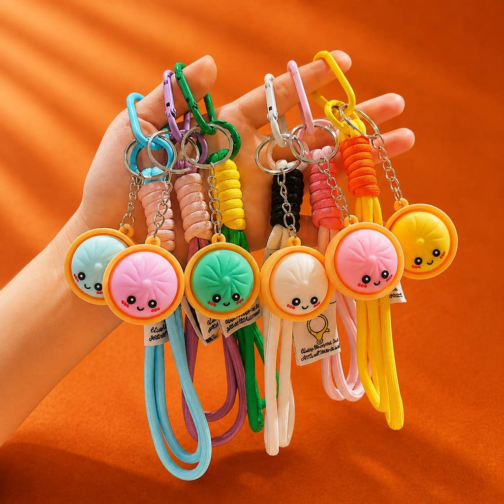Cute Face Dumpling Wristlet Keychain 6-Pc Set|40KC192-Pack 6