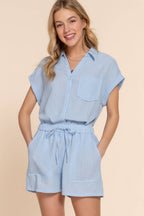 Dolman Short Sleeve Shirt & Shorts Linen Effect Set