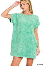 1211 Halo Washed Premium Cotton T Shirts Dress w/ pockets SI-2918