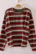 NT12979-Stripe Waist Pleated Top