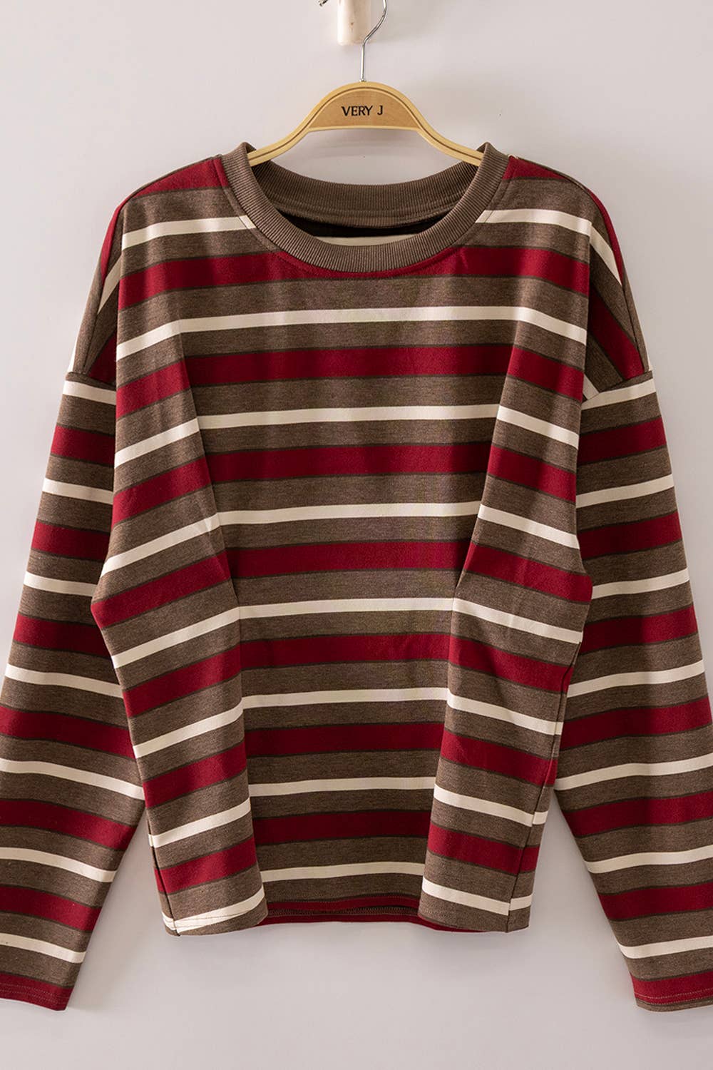 NT12979-Stripe Waist Pleated Top