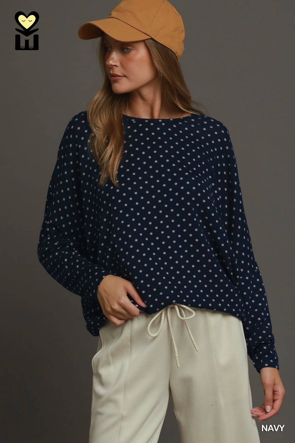 Polka Dot Knit Oversized Top