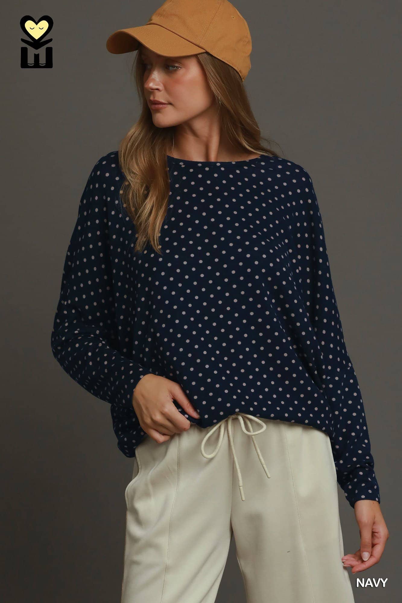 Polka Dot Knit Oversized Top