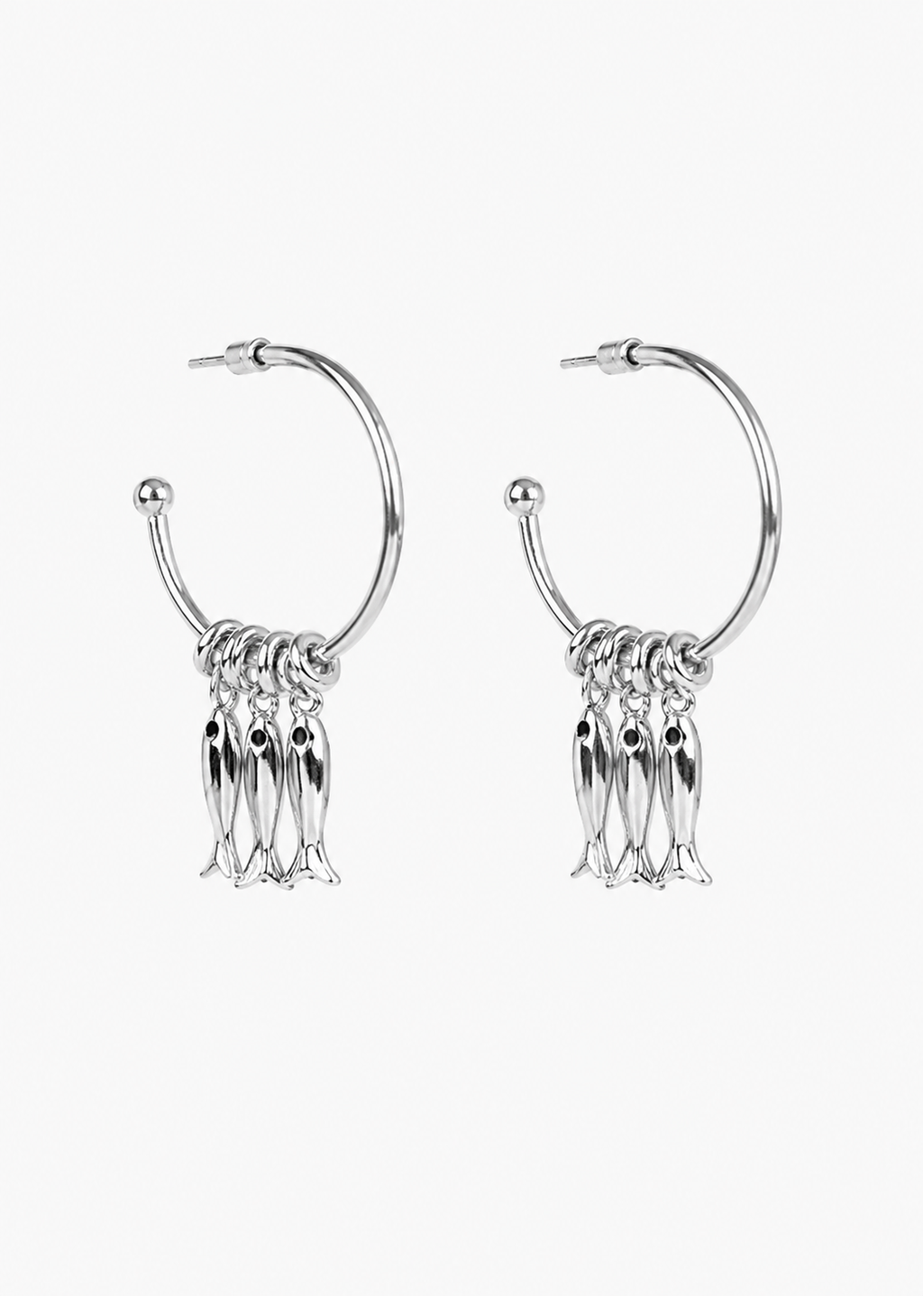 Fish Rondelle Beaded Hoop Earrings