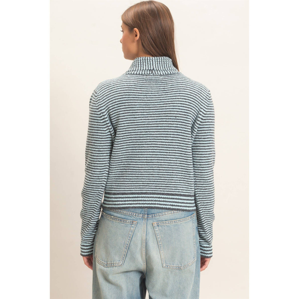 Striped Cardigan With Scarf