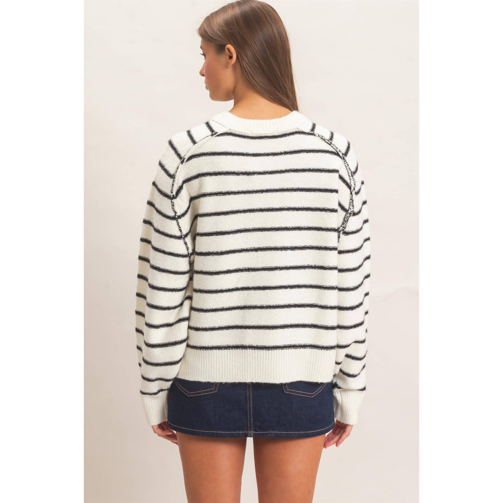 Stripe Henley Sweater