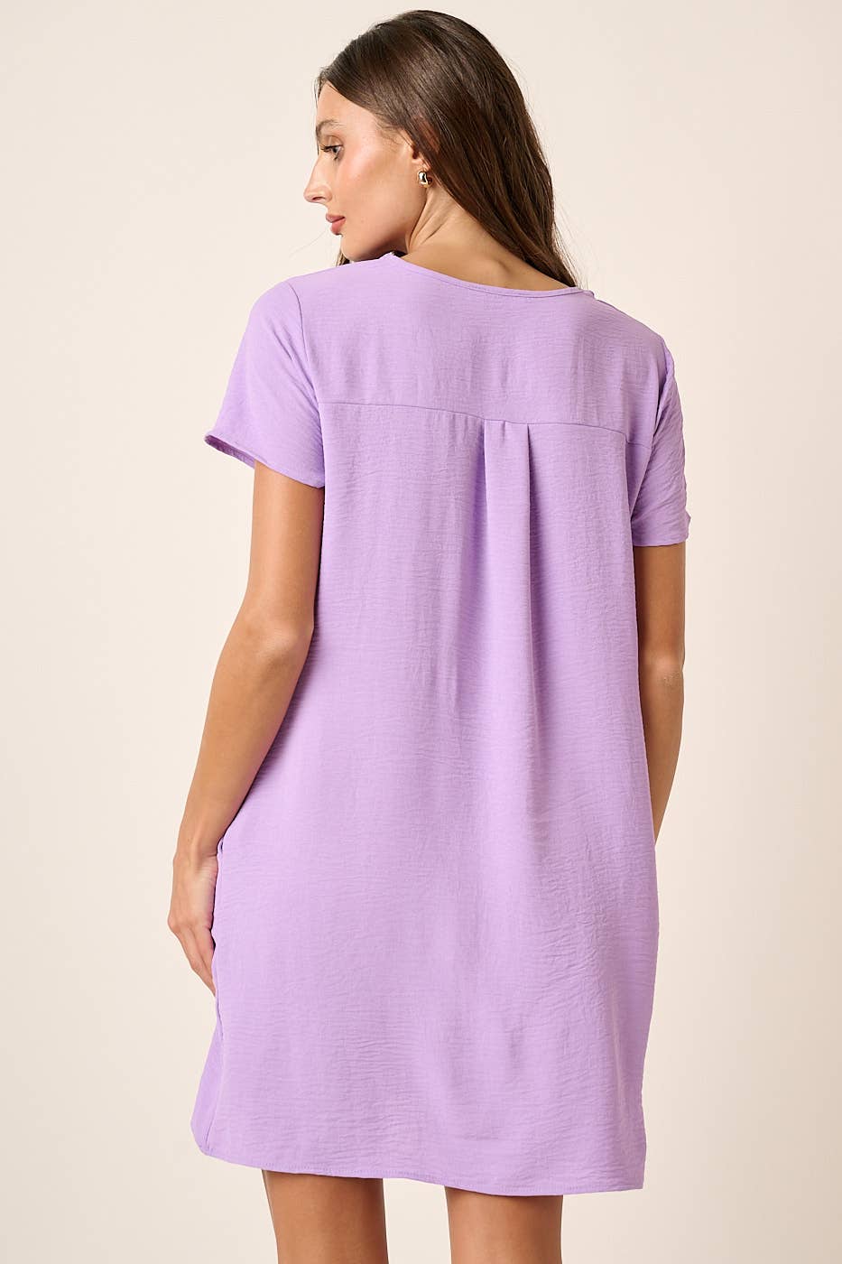 CD1565-AIRFLOW V-NECK SHORT SLEEVE SHIFT DRESS