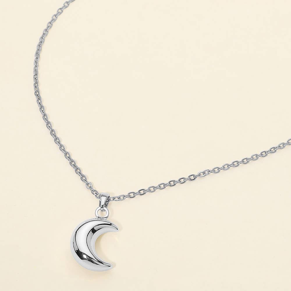 Stainless Steel Crescent Moon Pendant Necklace