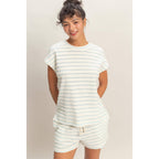 Striped Round Neck Short Sleeve Top