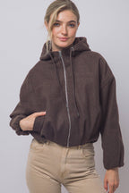 Boiled Hooded Bomber Jacket w/ Side Pockets