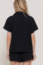 Short Sleeve Resort Collar Shirt & Waistband Shorts Set