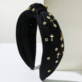 Cross and Crystal Embellished Knot Headband | 40HB196