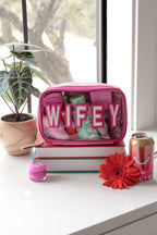 Cosmetic Bag – Clear Front WIFEY – Pink