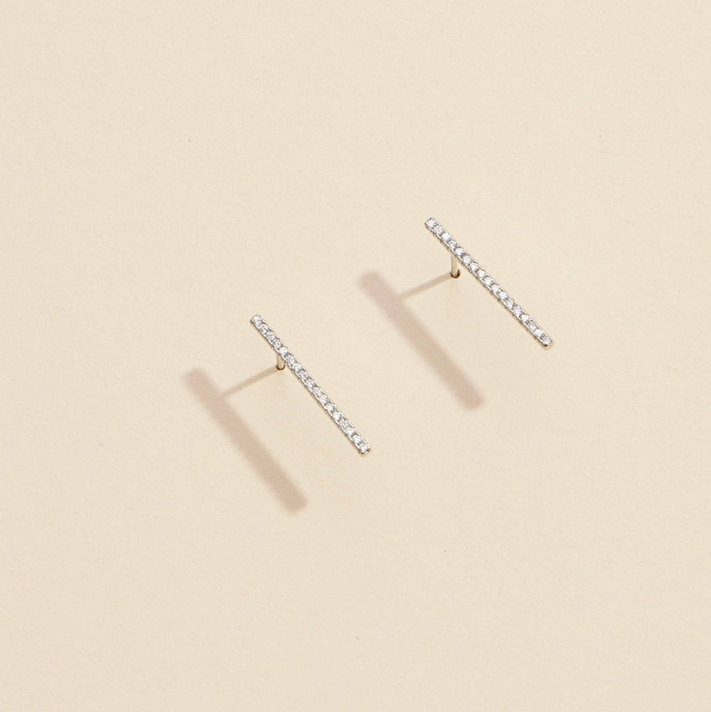 Bar Rhinestones Gold Dip Stud Earrings | Sleek Bar Rhinestone Gold-Dipped Stud Earrings