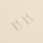 Bar Rhinestones Gold Dip Stud Earrings | Sleek Bar Rhinestone Gold-Dipped Stud Earrings