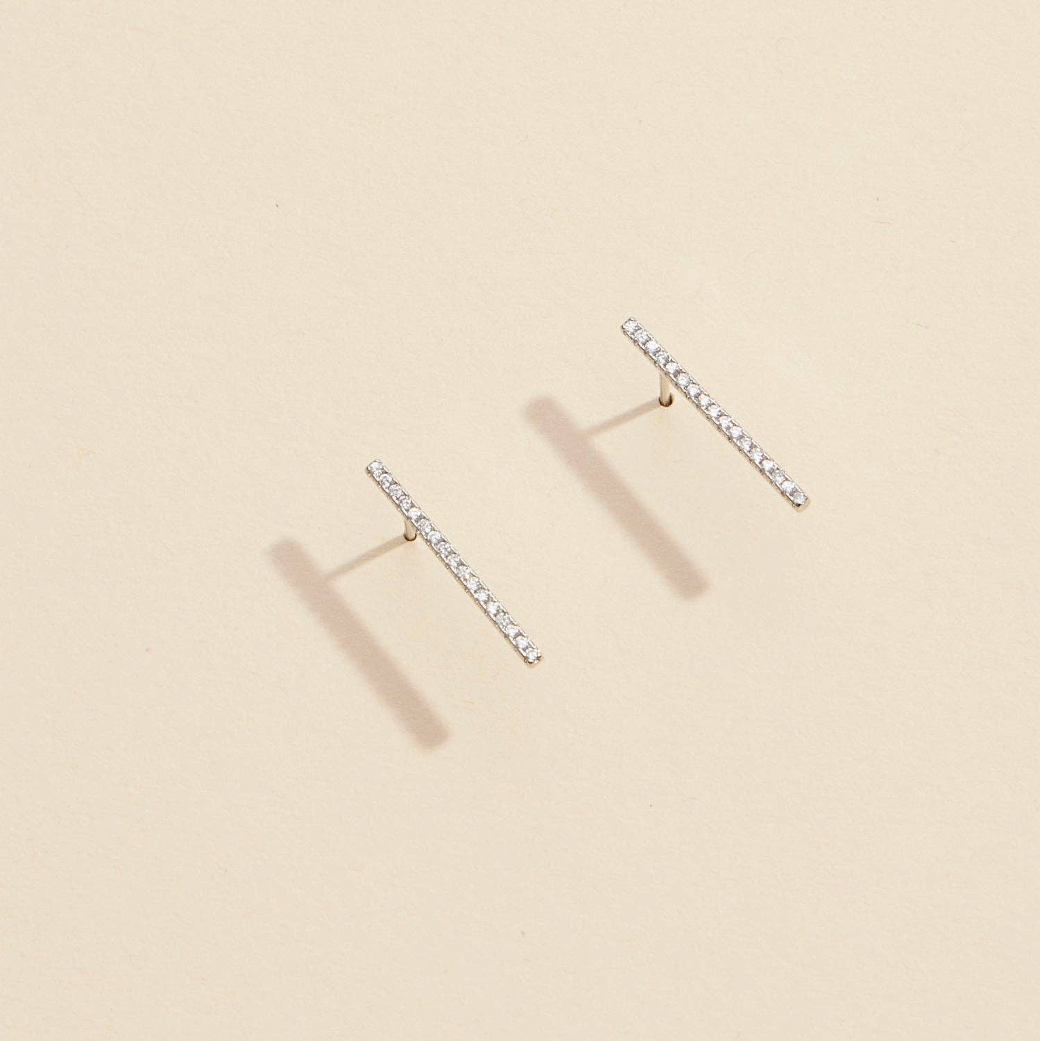 Bar Rhinestones Gold Dip Stud Earrings | Sleek Bar Rhinestone Gold-Dipped Stud Earrings