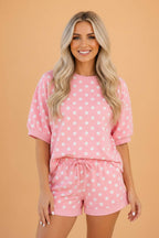 PRETTY BASH Polka Dot Oversized Top & Shorts Set