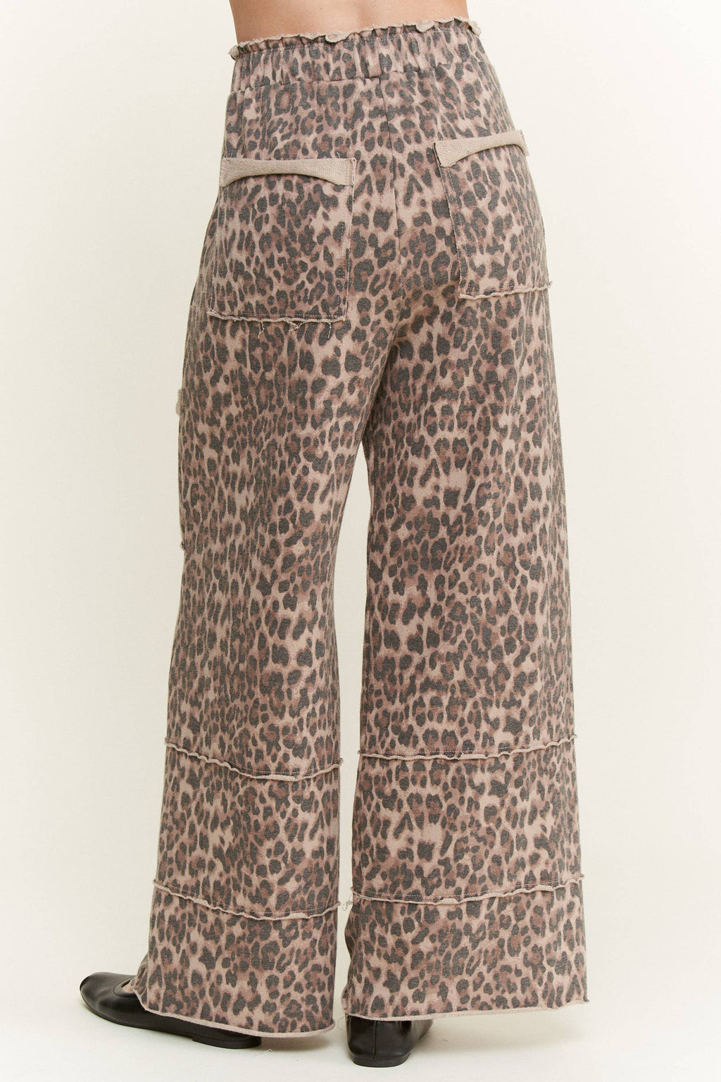 Mineral Washed Animal Leopard Wide Leg Pants