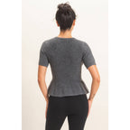 Ribbed Peplum Knit Top