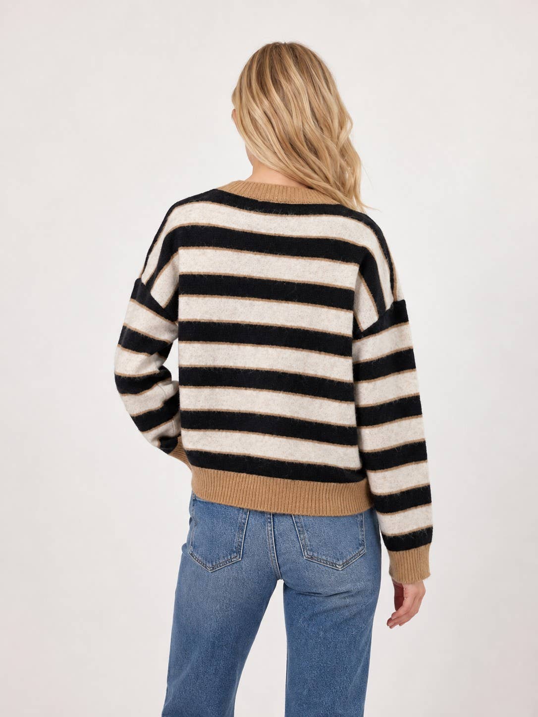 Striped Pullover With Contrast Hems