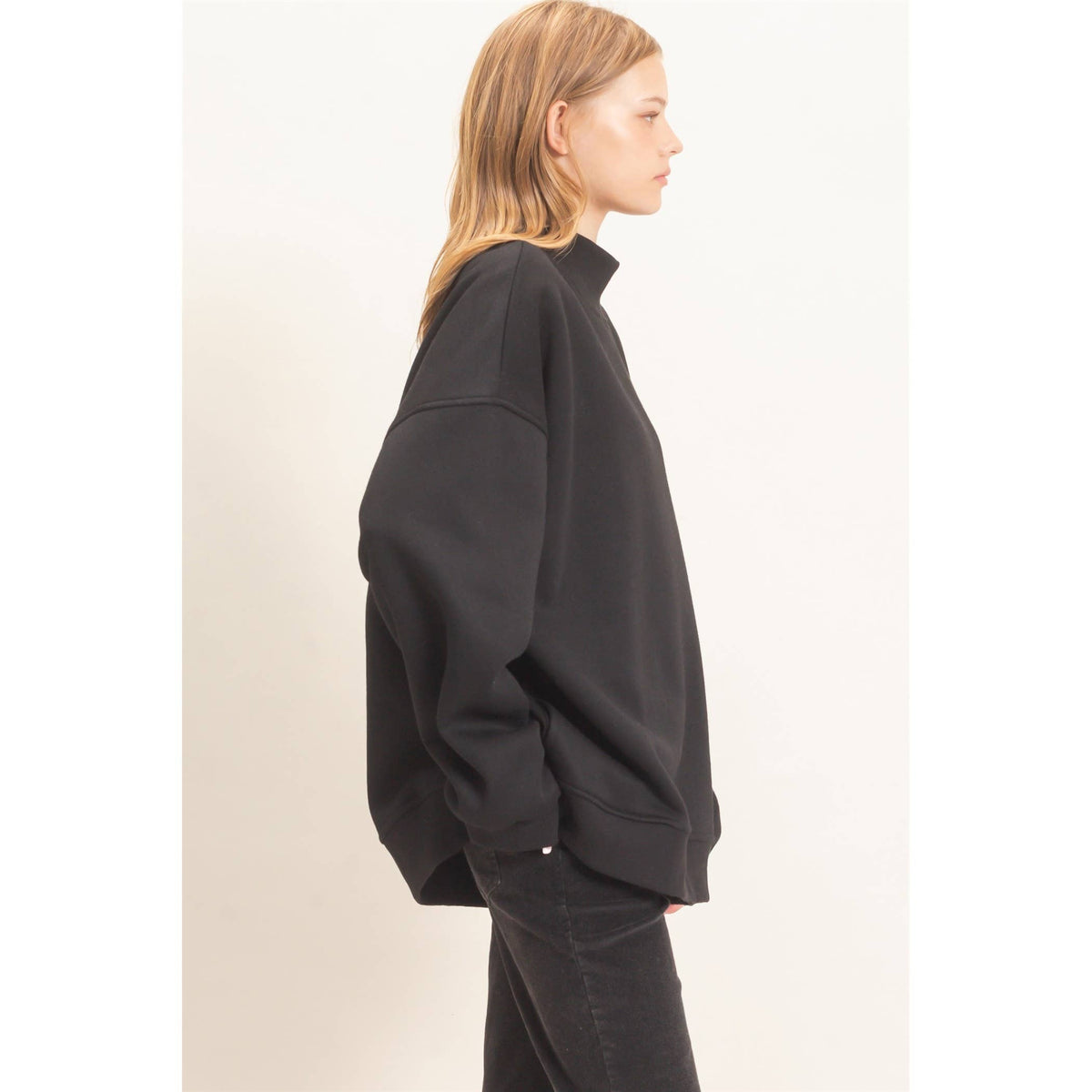 Enzyme Washed Mock Neck Sweatshirt