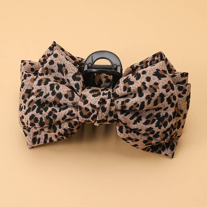 Leopard Print Bow Hair Claw Clips | 40H1215