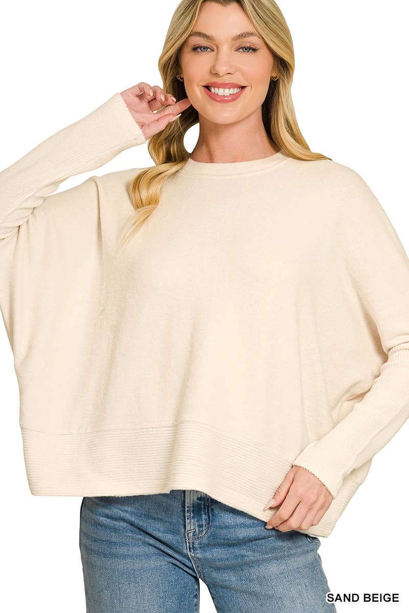 Brushed Melange Hacci Dolman Sleeve Sweater