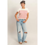 Sleeveless Ribbed Striped Knit Top
