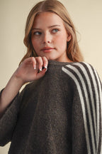 STRIPED 3/4 SLEEVE SWEATER MSW11585