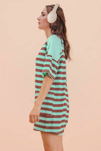 NP70994-Stripe Casual Knit Romper