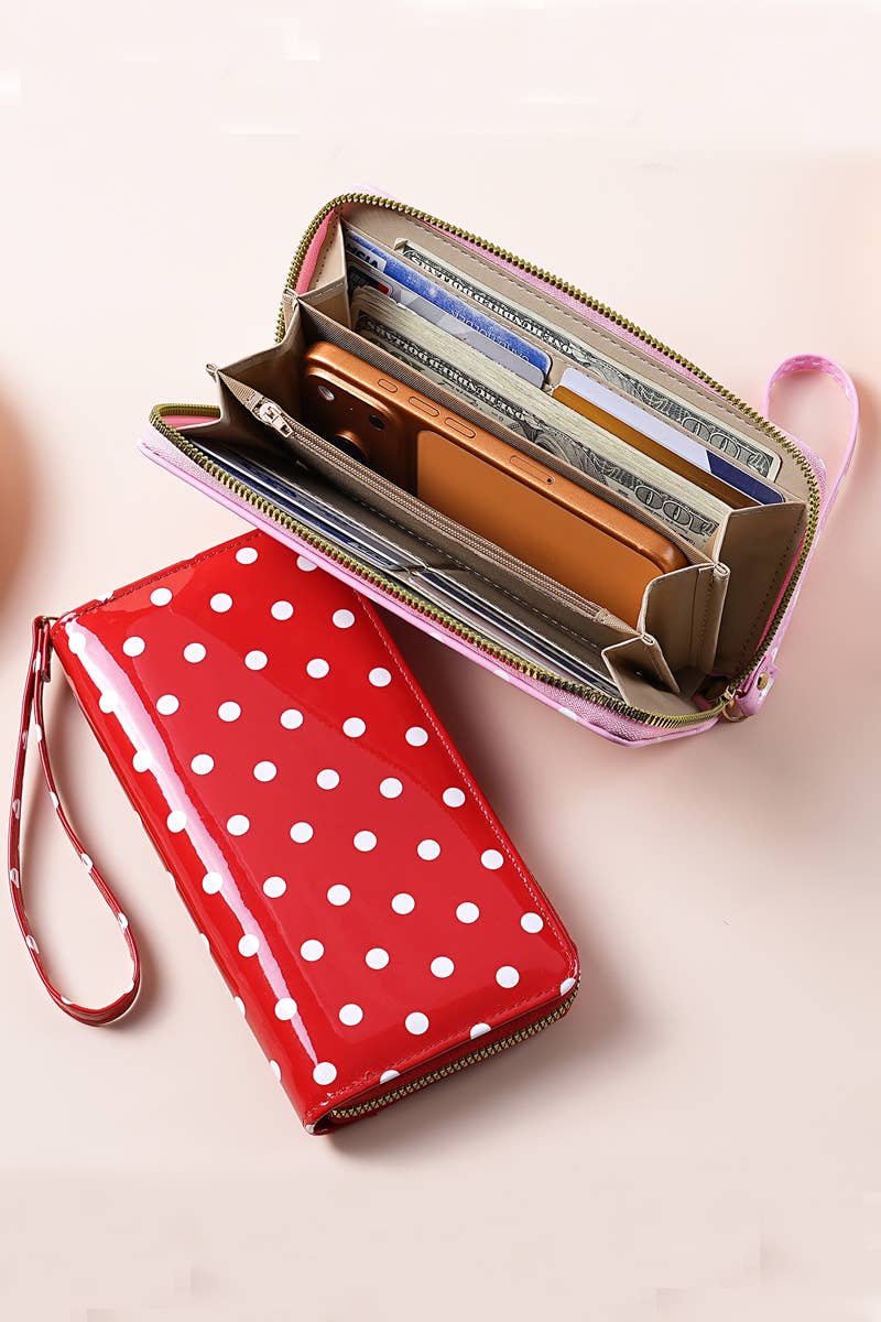 Polka Dot Pvc Wallet Clutch