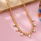 Oval Stone Beaded Ball Chain necklace | 80N92776